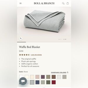 Boll & Branch Waffle Bed Blanket - King, Shore